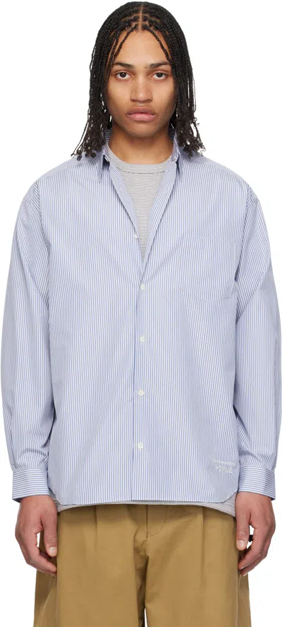 Comme Des Garçons Homme Deux Blue & White Cotton Stripes Shirt In Wht/sax/ Navy