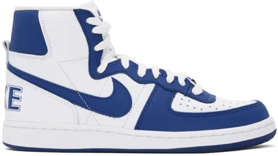 COMME DES GARÇONS HOMME DEUX BLUE & WHITE NIKE EDITION TERMINATOR HIGH SNEAKERS