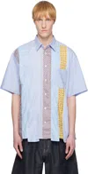 Comme Des Garçons Homme Deux Blue Check Multi Fabrics Mix Ss Shirt In Multi