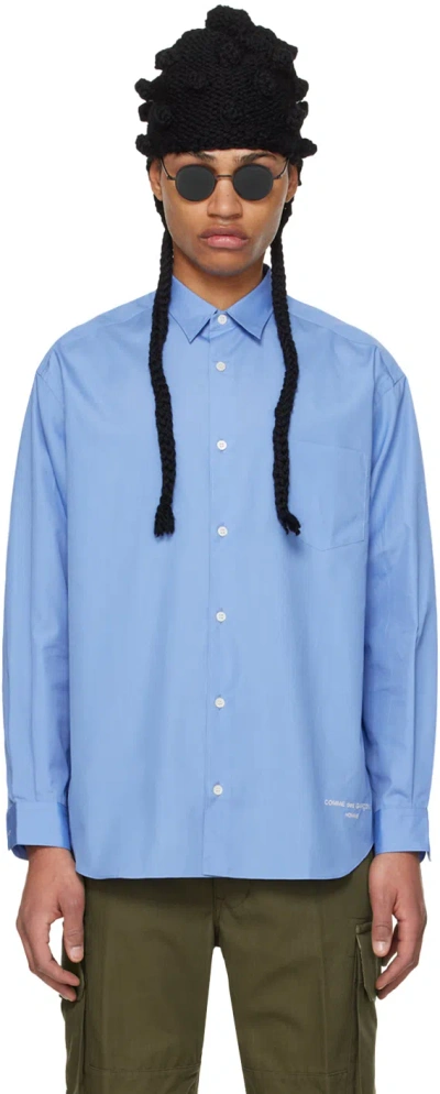 Comme Des Garçons Homme Deux Blue Embroidered Shirt In 2 Sax