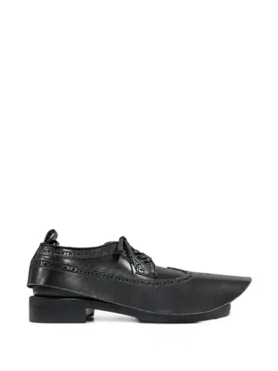 Comme Des Garçons Homme Deux Brogue-detail Leather Derby Shoes In Black