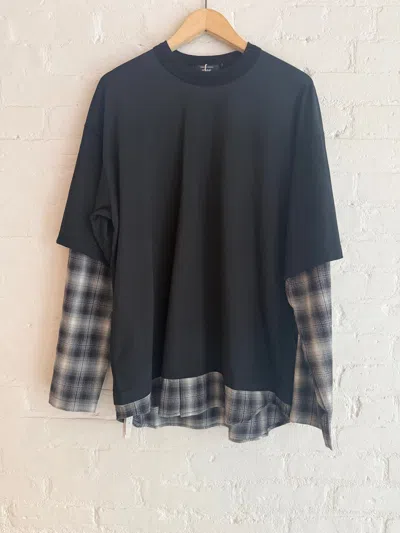 Comme Des Garçons Homme Deux Brushed Cotton Double Layer Ombre Check Shirt In Blue