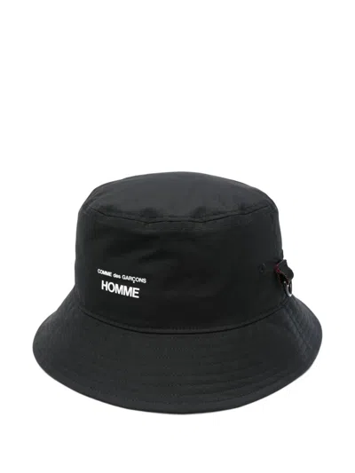 Comme Des Garçons Homme Deux Bucket Hat With Print In Black
