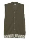 Comme Des Garçons Homme Deux Button Down Knit Vest Cardigan In Green