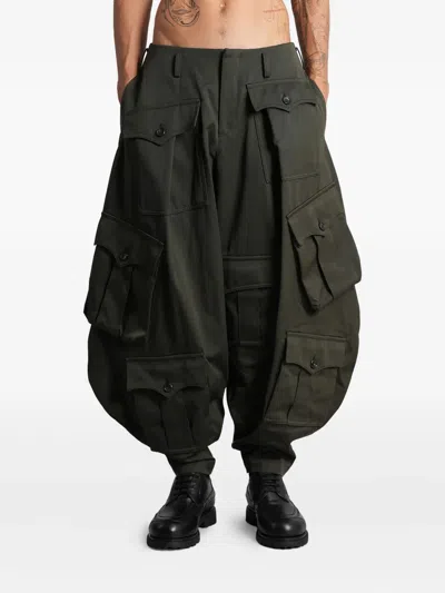 Comme Des Garçons Homme Deux Buttoned Multi-pocket Trousers In Green