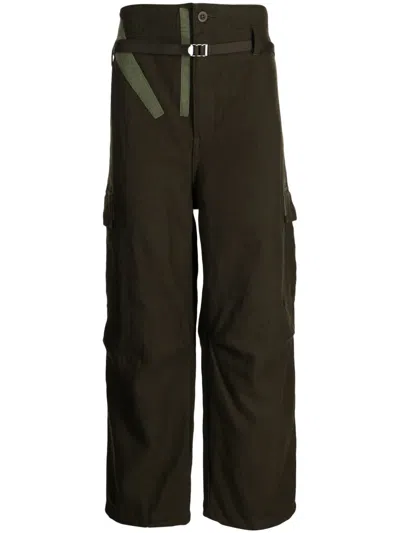 Comme Des Garçons Homme Deux Cargo-pocket Cotton-blend Wide-leg Trousers In Green