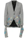 Comme Des Garçons Homme Deux Check-pattern Embroidered-motif Blazer In Neutrals