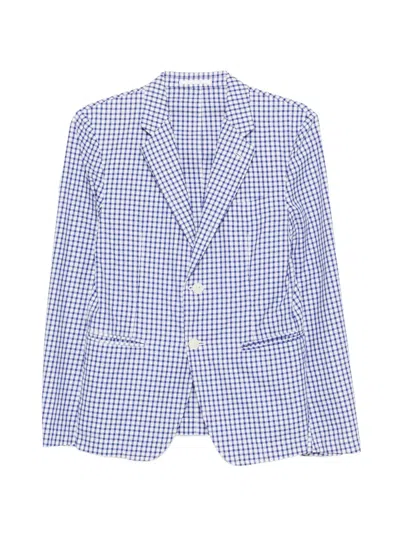 Pre-owned Comme Des Garçons Homme Deux Checked Blazer In Blue