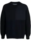 Comme Des Garçons Homme Deux Chunky-knit Patchwork Jumper In Blue