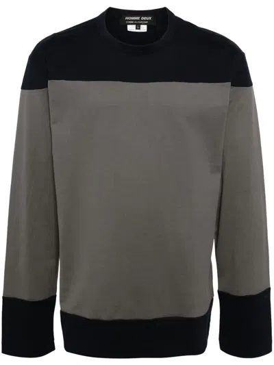 Comme Des Garçons Homme Deux Colour-block Cotton T-shirt In Blue