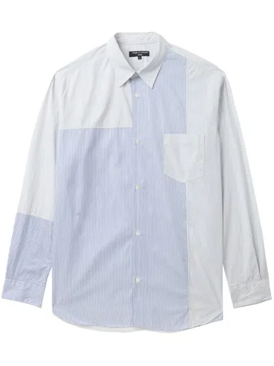 Comme Des Garçons Homme Deux Colourblock Striped Shirt In Blue