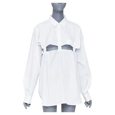 Pre-owned Comme Des Garçons Homme Deux Comme Des Garcons Black 2023 White Cotton Raw Edge Cut Out Long Sleeve Shirt L