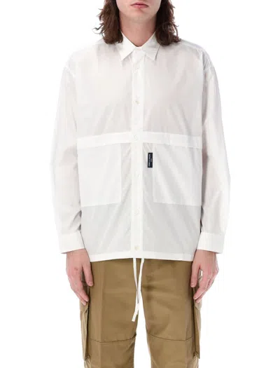 Comme Des Garçons Homme Deux Men's Cotton Concealed Pockets Shirt With Oversized Hidden Pockets By A Leading Designer In White
