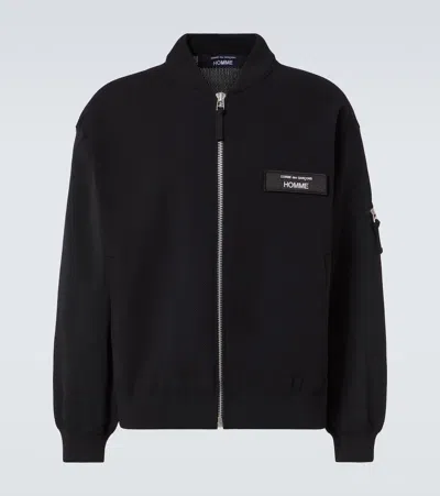 Comme Des Garçons Homme Deux Knitted Jersey Bomber Jacket In Black