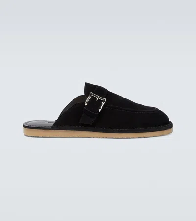 Comme Des Garçons Homme Deux Leather Slides In Black