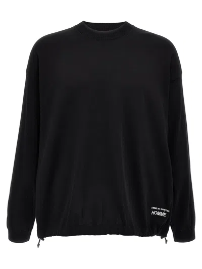 Comme Des Garçons Homme Deux Drawstring Ribbed Cuffs Hem Pullover In Black