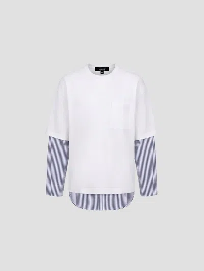 Comme Des Garçons Homme Deux Comme Des Garçons Homme Men's Classic Crew Neck T-shirt In Whtxwht/navy