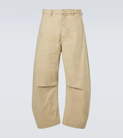 Comme Des Garçons Homme Deux Comme Des Garçons Homme Mid-rise Cotton Barrel-leg Pants In Neutral