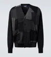 Comme Des Garçons Homme Deux Black Worsted Wool Jersey Patchwork Cardigan In Black