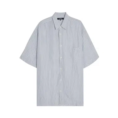 Pre-owned Comme Des Garçons Homme Deux Comme Des Garçons Homme Plus Cupra Stripes Garment Treated Shirt 'white/sax/navy' | Men's Size M