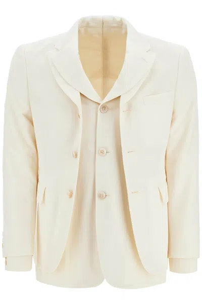 Comme Des Garçons Homme Deux Comme Des Garcons Homme Plus Men's Double Layer Wool Blazer For Men In Neutro