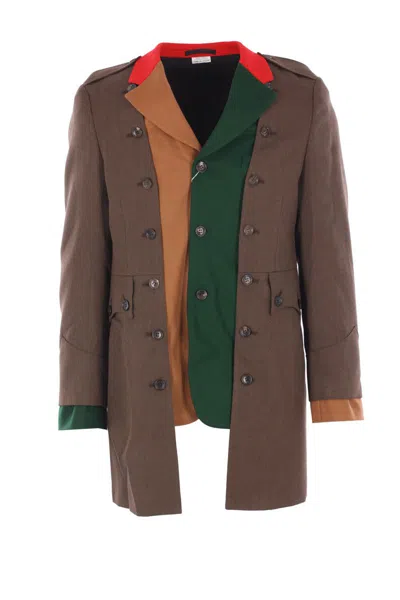 Comme Des Garçons Homme Deux Deconstructed Button Jacket In Brown