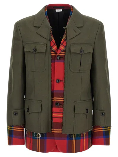 Comme Des Garçons Homme Deux Layered Wool Military Jacket In Brown