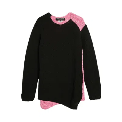 Pre-owned Comme Des Garçons Homme Deux Comme Des Garçons Homme Plus Polyester Lily Yarn Jersey X Wool Rayon Slub Jersey T-shirt 'black/pink