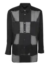 Comme Des Garçons Homme Deux Black Cotton And Mesh Shirt In Black