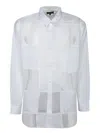 Comme Des Garçons Homme Deux Cotton Paneled Button Up Shirt In White