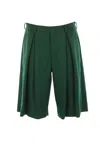 Comme Des Garçons Homme Deux Pleated Darted Wool Shorts In Green