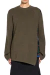 Comme Des Garçons Homme Deux Tartan-panelled Wool Sweater In Green