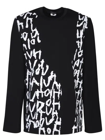 Comme Des Garçons Homme Deux Script-print Long-sleeved Jumper In Black