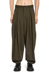 Comme Des Garçons Homme Deux Herringbone Pleated Trousers In Green