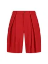 Comme Des Garçons Homme Deux Wool Shorts In Red