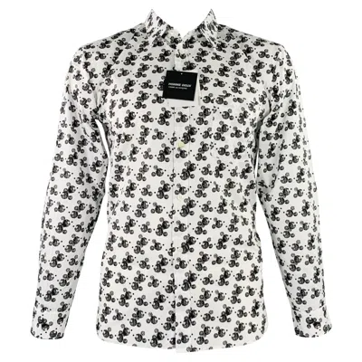 Pre-owned Comme Des Garçons Homme Deux Comme Des Garcons Homme Size L Mickey Mouse White Black Cotton Long Sleeve Shirt