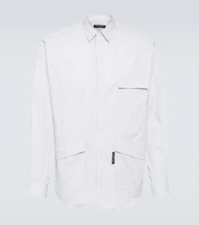 Comme Des Garçons Homme Deux Striped Cotton Shirt In White/navy