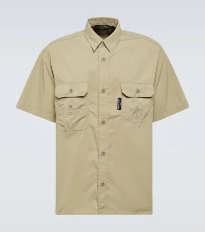 Comme Des Garçons Homme Deux Typewriter Technical Bowling Shirt In Beige