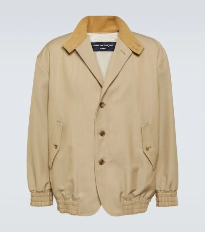 Comme Des Garçons Homme Deux Wool And Mohair Twill Jacket In Beige