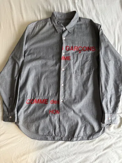 Pre-owned Comme Des Garçons Homme Deux Comme Des Garcons Split Logo Button Up 2001 In Gray