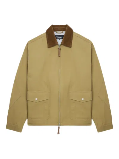 Comme Des Garçons Homme Deux Corduroy-collar Flap-pocket Jacket In Nude