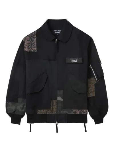 Comme Des Garçons Homme Deux Cotton-blend Embroidered-logo Jacket In Black