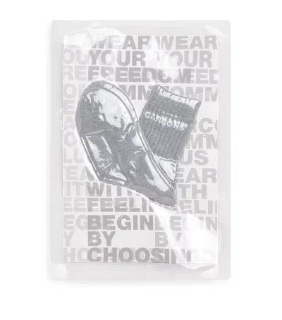 Comme Des Garçons Homme Deux Cotton-blend Logo Socks In Gray