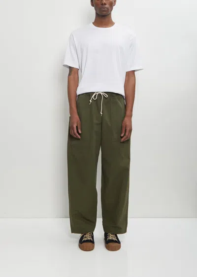 Comme Des Garçons Homme Deux Cotton Linen Herringbone Trousers In Khaki