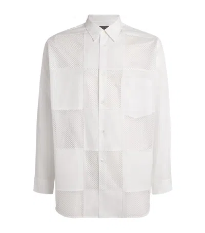 Comme Des Garçons Homme Deux Cotton Shirt W/ Mesh Inserts In White