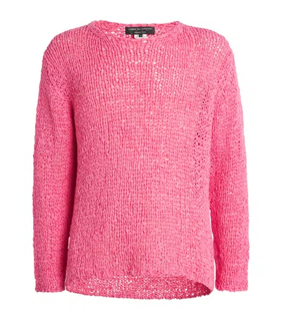 Comme Des Garçons Homme Deux Cotton Open-weave Sweater In Pink