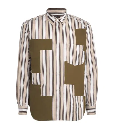 Comme Des Garçons Homme Deux Cotton Patchwork Stripe Shirt In Brown