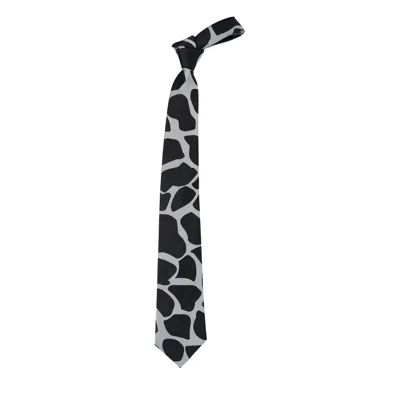 Comme Des Garçons Homme Deux Cow Print Pattern Silk Tie In Black