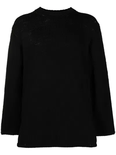 Comme Des Garçons Homme Deux Crew-neck Cable-knit Detail Jumper In Black