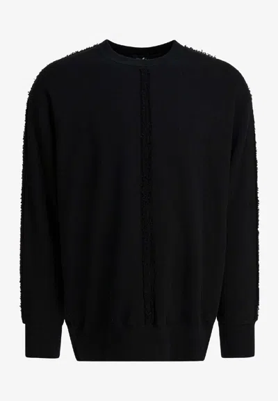 Comme Des Garçons Homme Deux Crewneck Sweatshirt With Frayed-lines In Black